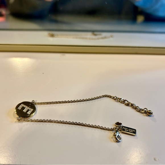 Gold Chain Bracelet with E Charm - Picture 2 of 4